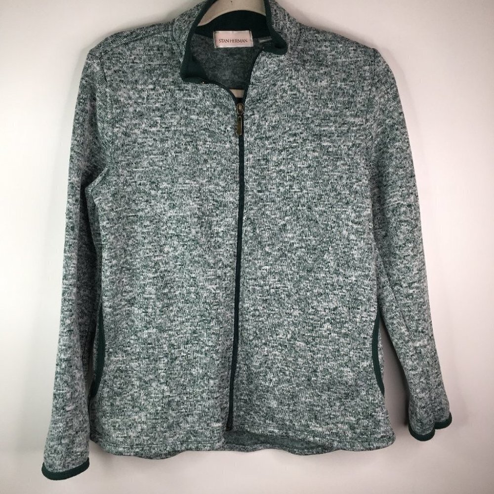 Stan Herman Green Full-zip Cardigan Sweater Jacket